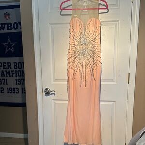 NIKA Light Pink Backless Dress with Silver Detailing